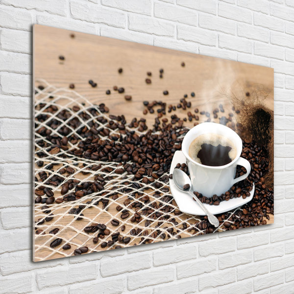 Ebern Designs Glasbild Kaffee Und Kaffeebohnen Wayfair De